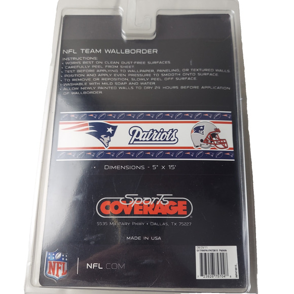 New England Patriots Wall Border Peel and Stick 5" x 15' NFL Team Football Sport - Picture 3 of 4